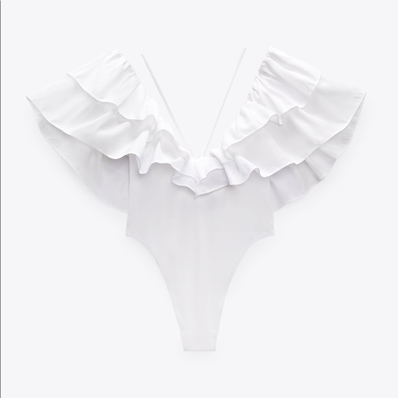 Zara LARGE RUFFLE SWIMSUIT - Picture 3 of 9